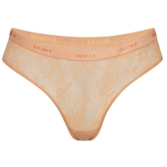 Skims Knit Lace Dipped Thong in Orche 4X Lingerie Sheer No Show - Picture 1 of 4